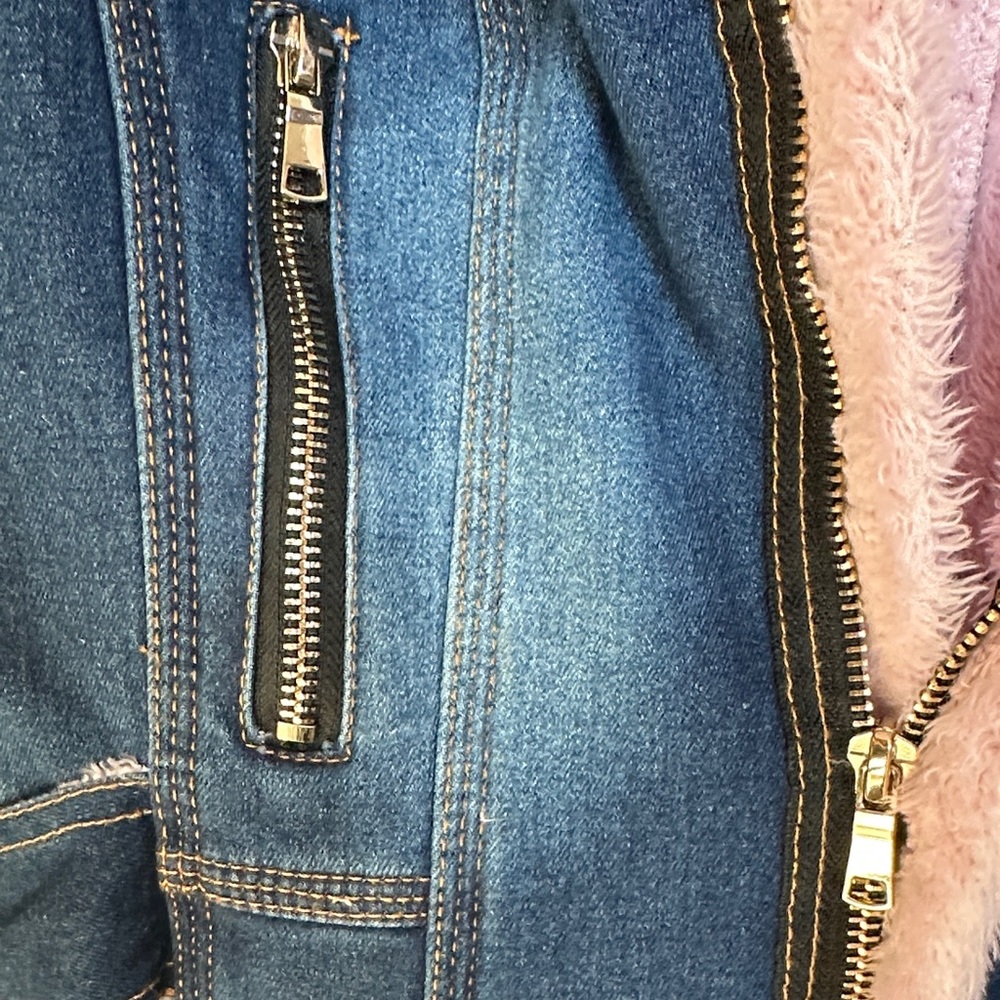 LA Coalition Women's Denim Jacket with Pink Faux fur Lining S - Picture 6 of 8